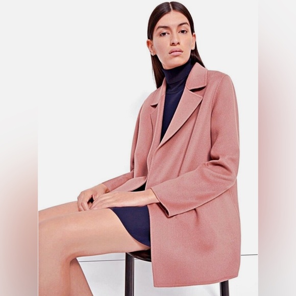 Theory Wool & Cashmere Wrap Jacket in Dusty Rose - Picture 3 of 9